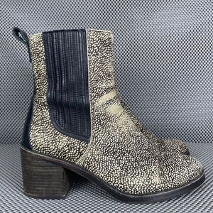 UGG Camden Boots Womens Size 10 Leather Exotic Calf Hair Animal Print Block Heel
